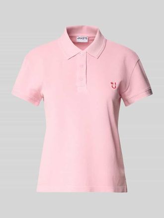 Jake*s Casual Poloshirt mit Motiv-Stitching in Fuchsia, Gr&ouml;&szlig;e M