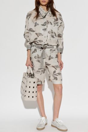 Emporio Armani Linen Shirt With Pocket, Womens, Grey