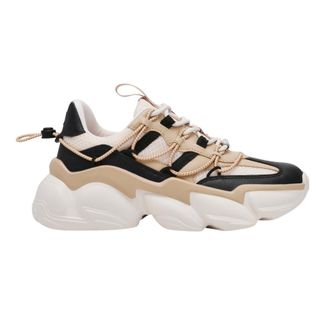 Steve Madden Dames Spectator Veterschoenen Chunky Platform Trainers (Zwart Zilver)