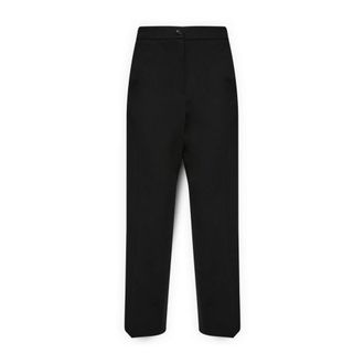 Elena Miro Broeken, Dames, Zwart, 4Xl, Polyester, Chino Broek in Viscose Blend Milano Steek