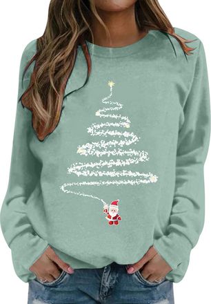 Generic Christmas Sweatshirt For Women Xmas Printed Sweatshirt Ladies Christmas Jumpers Loose Funny Xmas Jumpers Long Sleeve Crewneck Shirt Ladies Fashion Hoo