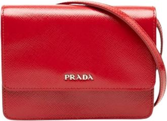Prada Pre-owned Leather prada-bags - Dames - Vintage Schoudertas - Rood - ONE Size - Vintage
