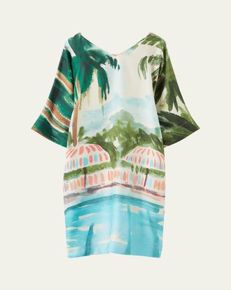 Loro Piana Allison Tropical Landscape Silk Dress
