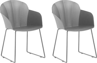 Beliani Beliani - Set 2 Sedie da Pranzo in Materiale Sintetico Nero Gambe Metallo Nero Sylva