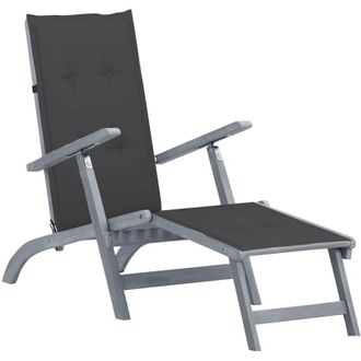 vidaXL Tumbona De Jard&iacute;n Con Reposapi&eacute;s Y Coj&iacute;n Madera Maciza Acacia Vidaxl
