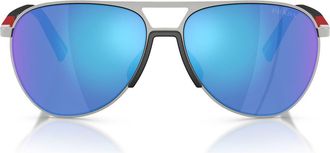 Prada 59mm Pilot Sunglasses in Silver /Light Green Blue at Nordstrom