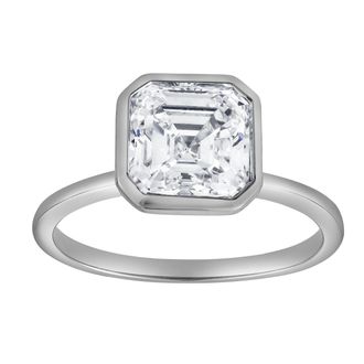LuvMyJewelry Adele 3 Ct Asscher Lab Grown Diamond Bezel Engagement Ring