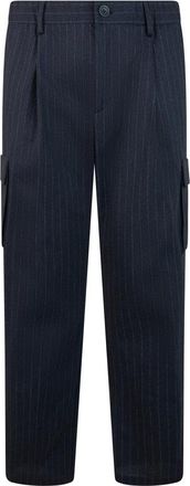 Herno Striped Cargo Trousers - male - Herno - Straight Trousers - Blue - XL - Trousers