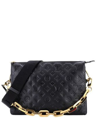 Louis Vuitton Black Monogram Embossed Lambskin Coussin Mm