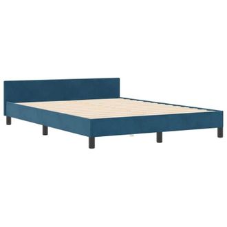 vidaXL Bed Frame with Headboard Dark blue 140 x 200 cm Velvet Vidaxl