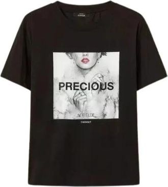 Twinset Actitude T-shirt - Dames - T-shirts - Zwart - M - Katoen - Tops