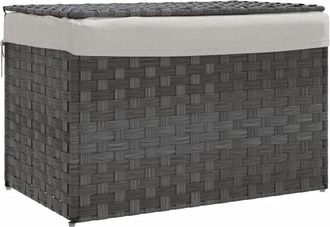 vidaXL Vidaxl - Cesto De Ropa Sucia Con Tapa Rat&aacute;n Sint&eacute;tico Gris 55,5x35x34 Cm
