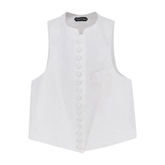 Tom Ford Vests, female, White, Size: S Covered Button Vest