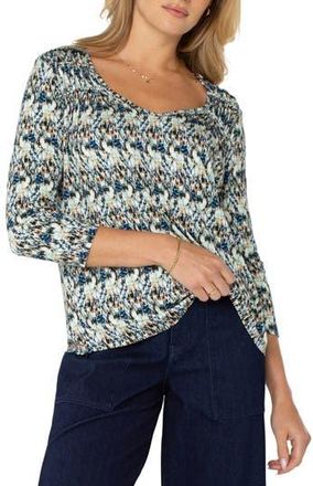 Liverpool L.A. Abstract Print Jersey Top in Blue Multi Textre at Nordstrom Rack, Size X-Small