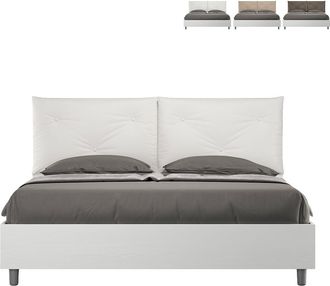 Itamoby Contenedor Cama Matrimonio 160x190cm Cojines Madera Egos Appia Color: Blanco - Versi&oacute;n: Con Caja De Almacenaje