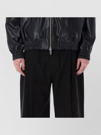 STUDIO NICHOLSON leather bomber jacket collared elasticated hem