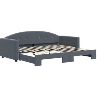 vidaXL Sof&aacute; Cama Nido Terciopelo Gris Oscuro 90x190 Cm Vidaxl