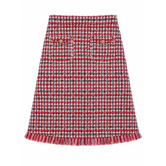 Self Portrait Check Knit Midi Rok - Dames - Rokken - Veelkleurig - Maat: XS Katoen