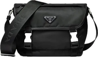 Prada Re-Nylon Saffiano Leather Shoulder Bag Black 2VD066-2DMG-F0002