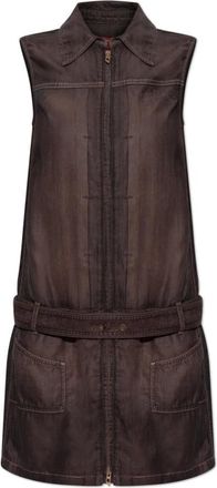 Diesel Kleedjes, Dames, Bruin, L, Leer, De-Edros-S Jurk
