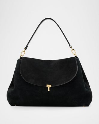 Toteme T-Lock Suede Shoulder Bag