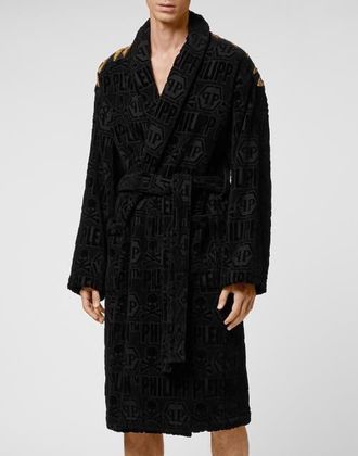 Philipp Plein Bathrobe Eagle Unisex in Black/gold at Nordstrom, Size Large/x-Large