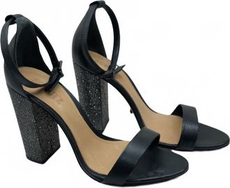 Schutz Womens Embellished Block Heel Sandal In Black
