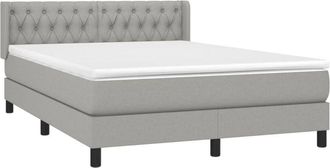 vidaXL Vidaxl - Cama Box Spring Con Colch&oacute;n Tela Gris Claro 140x190 Cm