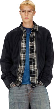 Diesel Zipped cardigan with utilitarian panels - Knitwear - Man - Black