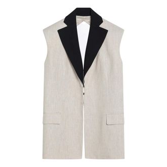 Erika Cavallini Semi Couture Jassen, Dames, Beige, S, Stijlvolle Jas Vest