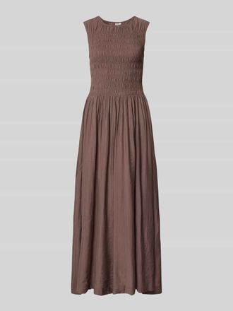 Mbym mbyM Maxikleid aus Viskose-Mix mit Smok-Details Modell Sorellia in Aubergine, Gr&ouml;&szlig;e XL