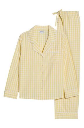 Nordstrom Classic Cotton Pajamas in White- Yellow Flan Gingham at Nordstrom, Size X-Large