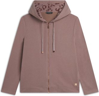 Freddy Felpa donna in viscosa tricot con zip e cappuccio animalier