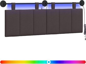 vidaXL Cabecero Colgante Con Luz Led Marr&oacute;n Oscuro Tela Vidaxl