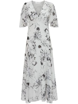 Victoria Beckham floral-print plissé dress - White