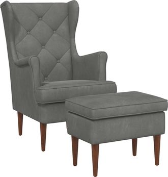 vidaXL Sill&oacute;n Con Pouf 2 Uds. Gris Oscuro Terciopelo Vidaxl