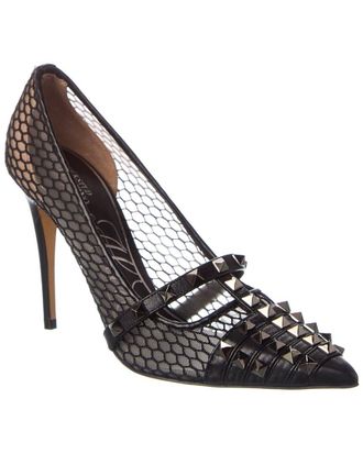 Valentino Rockstud Alcove 100 Mesh & Leather Pump