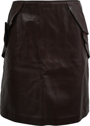 Sandro Sandro Ruffle Accent Mini Skirt in Brown Leather