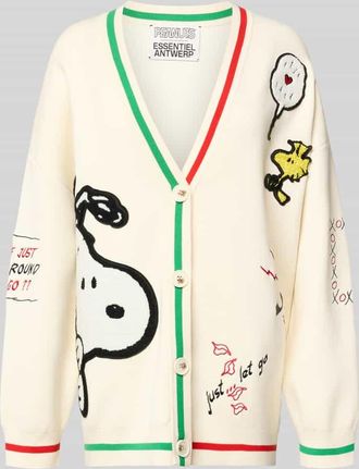Essentiel Loose Fit Strickjacke mit Viskose-Anteil Modell JASEBALL SNOOPY EMBO in Offwhite, Gr&ouml;&szlig;e XS
