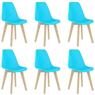 vidaXL Sillas De Comedor 6 Unidades Pl&aacute;stico Azul Vidaxl