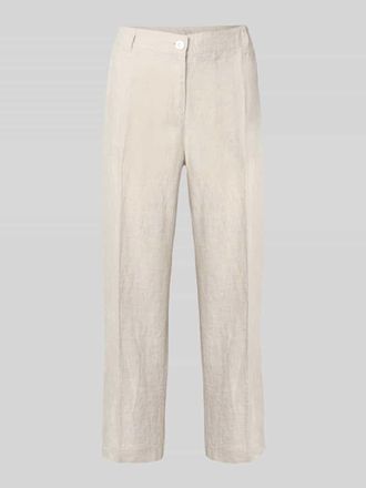 M.A.C Straight Leg Leinenhose in verk&uuml;rzter Passform Modell Nora in Hellgrau Melange, Gr&ouml;&szlig;e 38