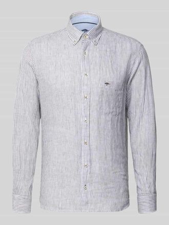 Fynch-Hatton Fynch-Hatton Slim Fit Leinenhemd mit Button-Down-Kragen in Oliv, Gr&ouml;&szlig;e 3XL