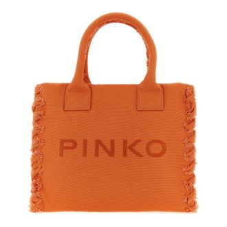 Pinko Tote Bags, female, Orange, Size: ONE SIZE Medium Beach Shopping Bag