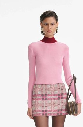 Self Portrait Viscose Gebreide Top - Dames - Coltruien - Roze - L - Truien & Vesten