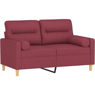 vidaXL Sof&aacute; De 2 Plazas Con Cojines Tela Rojo Tinto 120 Cm Vidaxl
