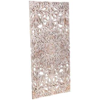 Wanderlust Deco Wanderlust Deco - Panel decorativo de madera artesanal blanco y gris, 91x6x180h cm