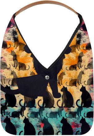 Generic Color Cat Silhouette Reusable Lightweight Grocery Bags - Foldable Into Compact Pouch, Washable & Sturdy, Multipurpose for Shopping and Travel