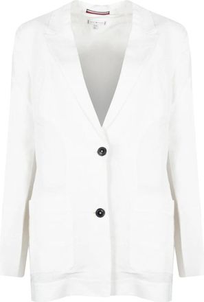 Tommy Hilfiger Blazer in lino vestibilit&agrave; rilassata - - Jackets - Donna - Bianco - S