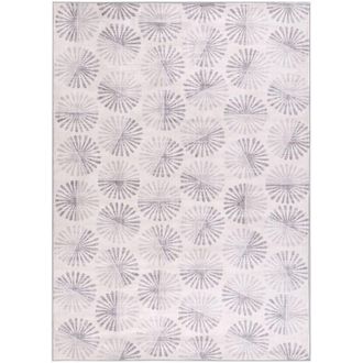 Beliani Area Rug Off-White Fabric 160 x 230 cm Modern Abstract Pattern Hallway For Underfloor Heating Anti-Slip Bottom CATAK