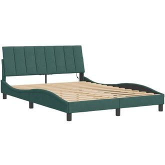 vidaXL Vidaxl - Giroletto con Luci led Verde Scuro 140x200 cm in Velluto
